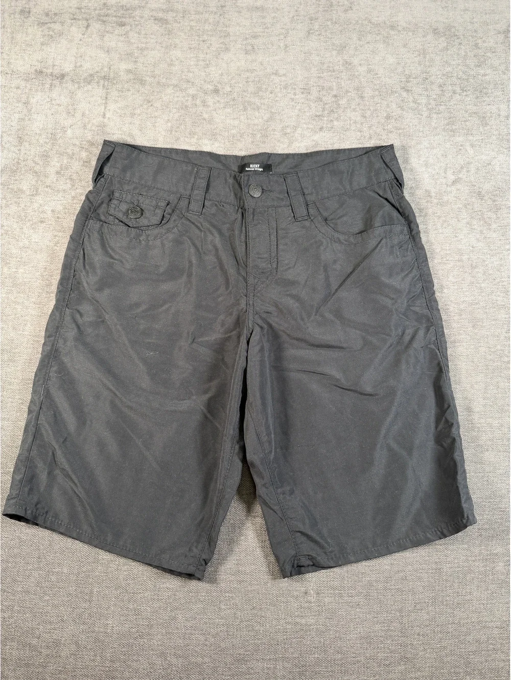 True Religion Ricky Relaxed Straight Black Shorts Size 29